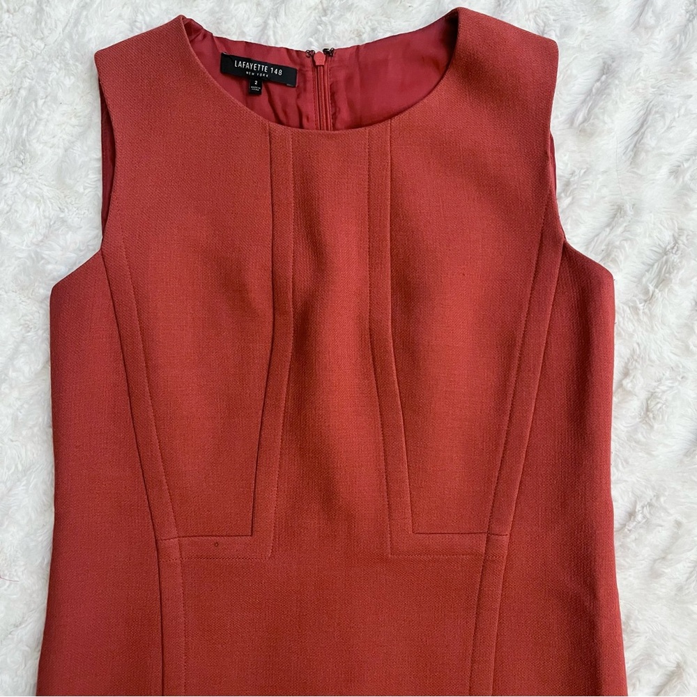 Lafayette 148 Mauve Wool Sleeveless Shift Dress